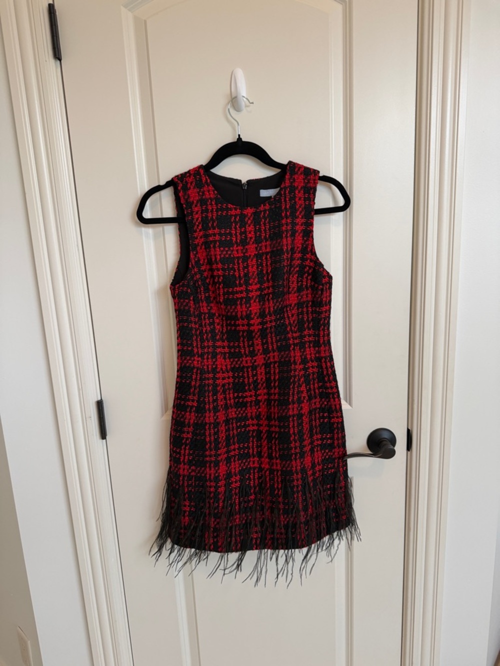 Red and Black Plaid Fringe Tank Dress